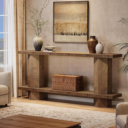 Tribesigns 71-Inch Long Console Table for Entryway, Wooden Sofa Table Behind Couch, for Living Room, Hallway, Foyer, Burlywood