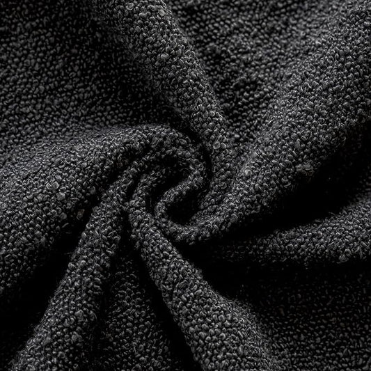 Foindtower Set of 2, Decorative Textured Boucle Throw Pillow Covers Accent Solid Pillow Cases Neutral Soft Couch Cushion Case for Chair Sofa Bedroom Living Room Home Decor 24 x 24 Inch Black