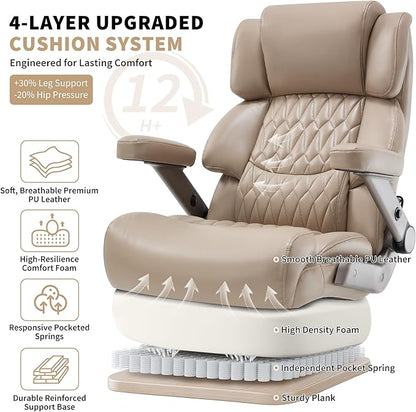 Big and Tall Office Chair 700lbs- Large High Back Executive Computer Desk Chair with 3D Flip-Up Arms, Adjustable Lumbar Support, Extra Wide Plus Size Seat, Heavy Duty Metal Base & Quiet Rubber Wheels
