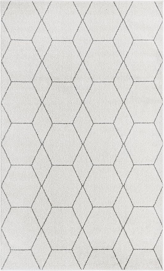 Unique Loom Trellis Frieze Collection Area Rug - Geometric (5' 1" x 8', Ivory/ Gray)