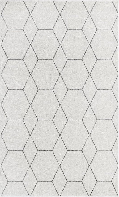 Unique Loom Trellis Frieze Collection Area Rug - Geometric (5' 1" x 8', Ivory/ Gray)