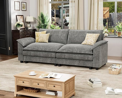 Homall 80" Modular Sectional Sofa, Loveseat Sofa Couch with Double-Layer Cushion, DIY Combination Chenille Deep 2-Seat Cloud Couch for Living Room, Apartment (Bright Grey, Loveseat Sofa)
