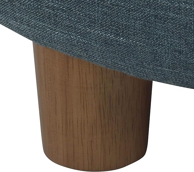 Homepop Home Decor | Upholstered Round Storage Ottoman | Ottoman with Storage for Living Room & Bedroom (Light Teal Linen)