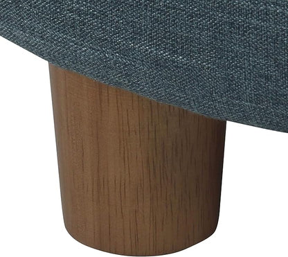 Homepop Home Decor | Upholstered Round Storage Ottoman | Ottoman with Storage for Living Room & Bedroom (Light Teal Linen)