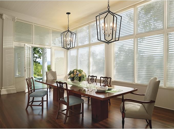 4-Light Farmhouse Chandelier for Dining Room, Modern Foyer Lighting Fixture, 18.1" Lantern Pendant Light, Kitchen Island Hanging Pendant Light Fixture, for Bedroom, Entryway Hallway