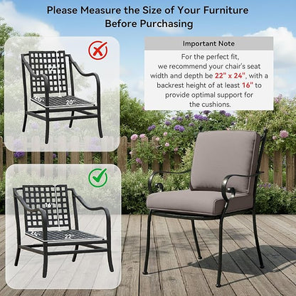 9-Piece Outdoor Patio Cushion Set - Fade & Water Resistant with Removable Olefin Cover, 22x24x4 Inch Memory Foam Cushions for Wicker Sectional Sofa – Grey/Regular