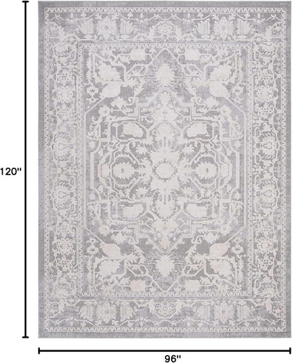 SAFAVIEH Area Rug 8x10 - Reflection Collection - Large - Light Grey & Cream, Non-Shedding & Easy Cleaning, Ideal for Living Room, Bedroom, Dining Space (RFT665C)