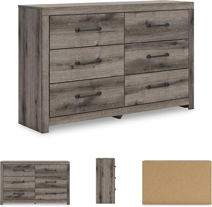Signature Design by Ashley Urbanoore Rustic 6-Drawer Dresser with Safety Stop, Gray