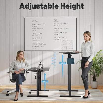 Shahoo 45.2 Inch Standing Desk, Electric Height Adjustable Computer Desks with Hook and Cable Hole, Black