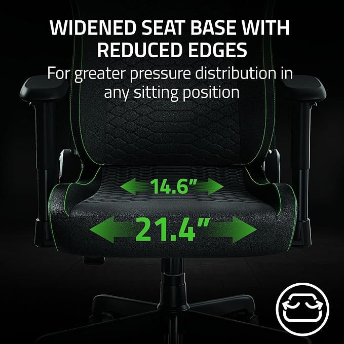 Razer Iskur V2 X Ergonomic Gaming Chair: Built-in Lumbar Support - Widened Seat Base - High Density Foam Cushions - Adjustable 152 Degree Recline - 2D Armrests - Plush Fabric Finish - Black
