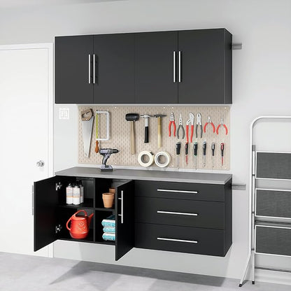 Prepac HangUps 30'' Garage Storage Cabinet with 3 Drawers, Wood Wall Mount Pantry Cabinet, Wall Hanging Laundry Room Cupboard, Kitchen Pantry for Garage, Kitchen and Laundry Organization, Black