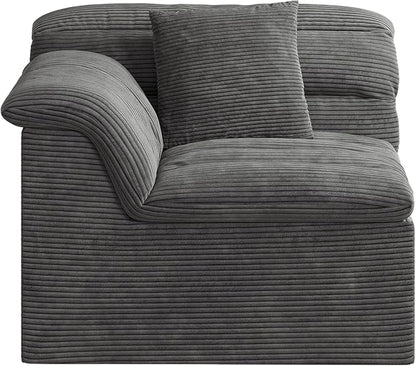 44" Cloud Sectional Couch with Single Arm, Modern Compressed Sofa, Comfy Sleeper Sofa, Corduroy Upholstered Couches for Small Space/Apartment, No Assembly Required, Dark Gray, Left Side