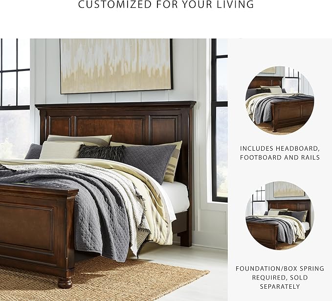 Signature Design by Ashley Porter Traditional King Panel Bed, Foundation or Box Spring Needed, Dark Brown
