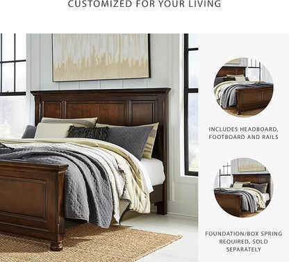 Signature Design by Ashley Porter Traditional King Panel Bed, Foundation or Box Spring Needed, Dark Brown