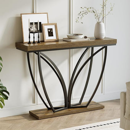 LITTLE TREE Sofa Table, 41.3 Inch Industrial Behind Couch Furniture, Narrow Long Console Table for Entryway, Living Room, Foyer, Hallway, Office, Rustic Brown