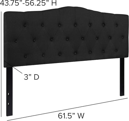 BizChair Tufted Upholstered Queen Size Headboard in Black Fabric