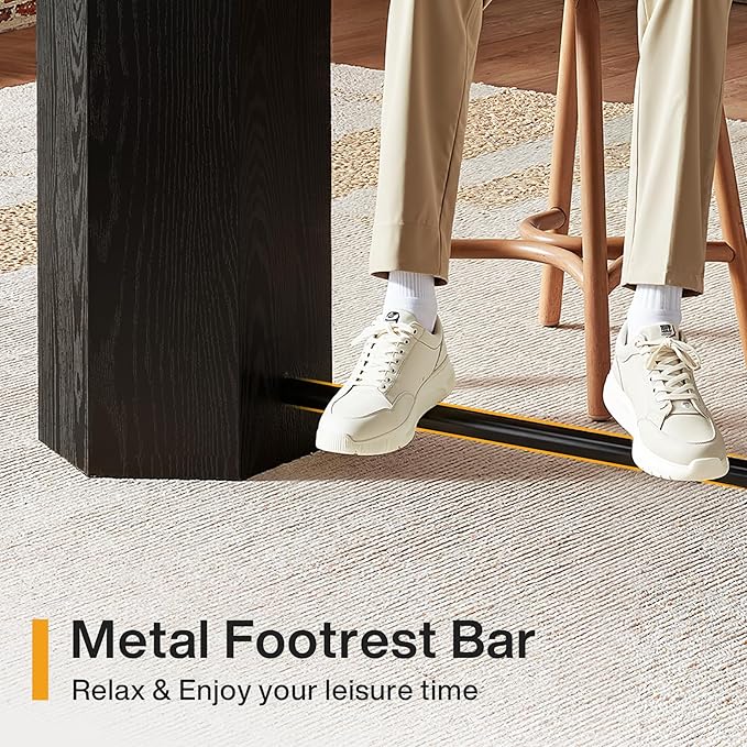 Tribesigns 70.9" Extra Long Bar Table, Industrial Counter Height Table, Rectangular Bar Height Tables with Metal Footrest for Kitchen Dining Room, Living Room, Pub (Rustic Brown & Black)