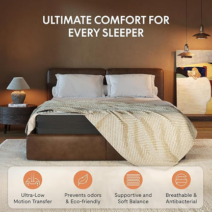 FLEXISPOT Queen All-in-One Adjustable Bed with 10" Gel Memory Foam Mattress, Linen Upholstered Bed Frame, Head & Foot Incline, Adjustable Headboard, 10-Year Warranty, Sage