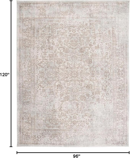 SAFAVIEH Area Rug 8x10 - Evoke Collection - Large - Ivory & Taupe, Distressed Design, Non-Shedding & Easy Cleaning, Ideal for Living Room, Bedroom, Dining Space (EVK256E)