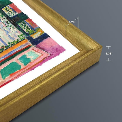 Wieco Art Large Framed Wall Art Open Window Collioure 1905 by Henri Mattise Abstract Colorful Art Matisse Posters Canvas Prints for Wall and Home Office Decorations Bronze Gold Frame