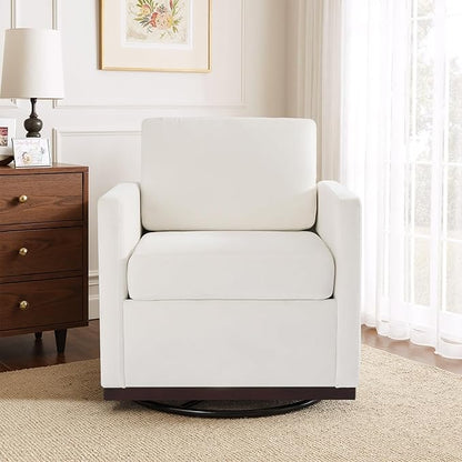 UIXE Swivel Accent Chairs Set of 2, Chenille Upholstered Armchair Comfy Club Chair for Living Room, Mid Century Modern Arm Chair Single Sofa Nook Bedroom Side Reading Seat - Beige