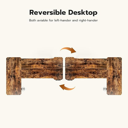 51" Reversiable L-Shaped Electric Standing Desk Adjustable Height Gaming Stand Up Corner Desk Sit Stand Home Office Computer Desk with Splice Board, Rustic Brown Top