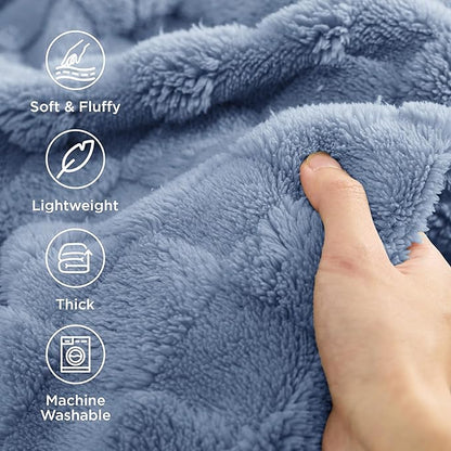 Bedsure GentleSoft Full Size Blankets for Bed Ashley Blue - Super Soft Cozy Fleece Blanket for Women Men Girls, Large Fuzzy Throws for Bedroom Decor, 84x90 Inches