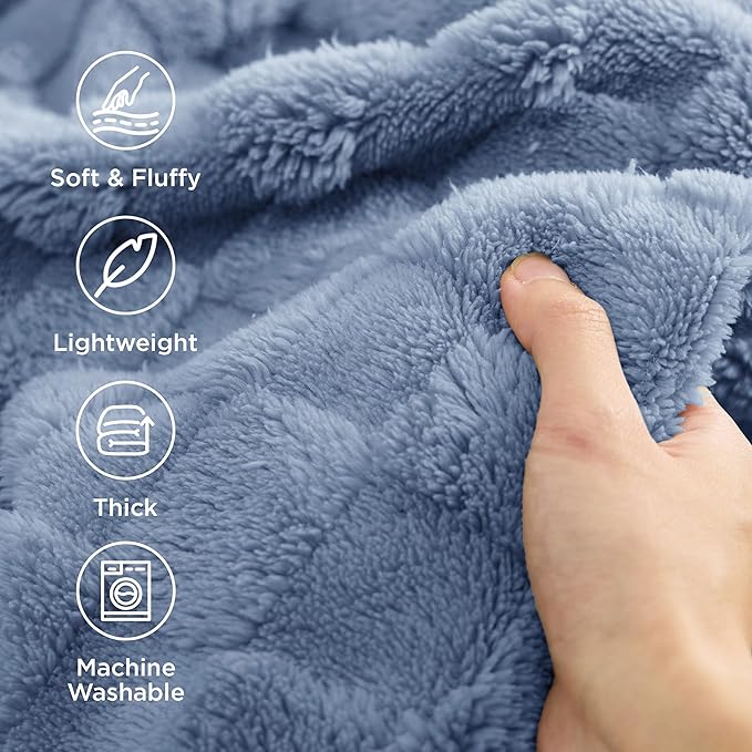 Bedsure GentleSoft Ashley Blue Throw Blanket for Couch - Super Soft Cozy Blankets Gifts for Women Men Girls, Cute Small Fleece Throws for Bedroom Home Decor, 50x70 Inches