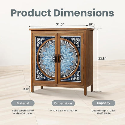 PHI VILLA Accent Cabinet with Doors, Small Storage Cabinet Sideboard Buffet Credenza for Living Room, Entryway