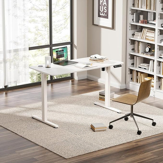 Electric Standing Desk 48 x 24 Inches, Height Adjustable Sit Stand Home Office Computer Desk with Memory Presets,White