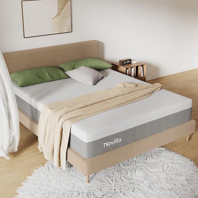 Novilla 10 Inch Gel Queen Memory Foam Mattress, Mattress Queen Size in a Box for Cool Night Sleep & Pressure Relieving & Body Support, CertiPUR US Certified