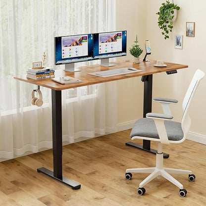 Homall Height Adjustable Electric Standing Desk, Memory Stand up Desk with Headphone Hook, Home Office Desks with Splice Board