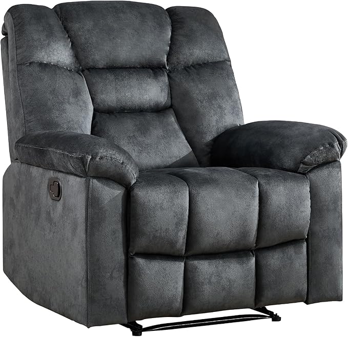 EBELLO Set of 2 Manual Recliner Chair for Adults with Soft Padded Headrest and Backrest, Overstuffed Single Recliner Sofa Chair for Living Room, Green Grey