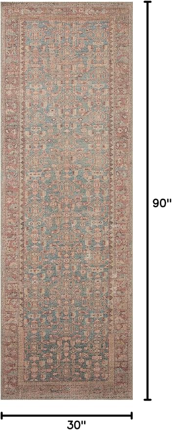Loloi Angela Rose Aubrey Collection AUB-04 Blue/Terracotta 2'-6" x 7'-6", .19" Pile Height, Runner Rug