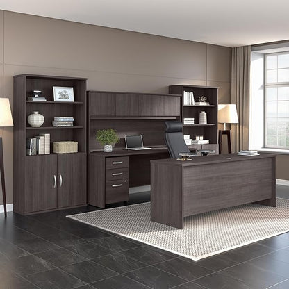 Bush Business Furniture Studio C 72W x 36D Bow Front Desk in Storm Gray, Computer Table for Home or Professional Office