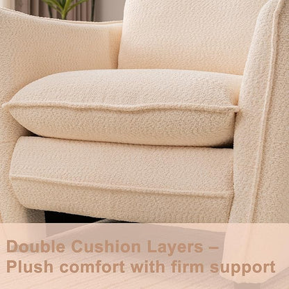 Oversized Armchair, Modern Accent Chair Upholstered in Soft Cloud Fabric with Plush Cushions – Comfy Lounge Chair for Reading Nook, Living Room, and Bedroom (Beige, Set of 2)