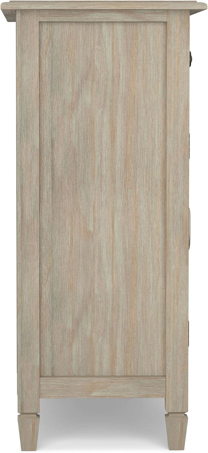 SIMPLIHOME Connaught 40-inch Wide Solid Wood Storage Cabinet in Distressed Grey for Entryway, Living Room, Organizer for Hats, Gloves, Shoes, Keys, Slim Design, Traditional Style