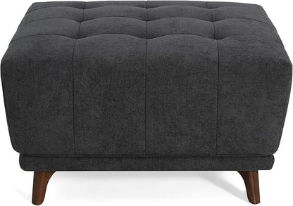 Christopher Knight Home Kinsley Square Ottoman Footstool, Ottoman Chair with Large Seat, Chenille Fabric Upholstery Coffee Table, Modern Side Table for Living Room Bedroom Home Decor, Grey