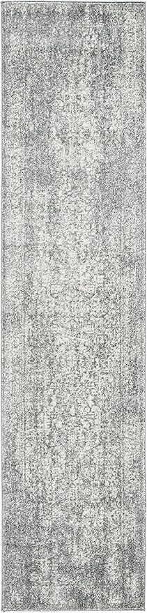 SAFAVIEH Evoke Collection 2'2" x 13' Silver / Ivory EVK256S Oriental Distressed Non-Shedding Living Room Bedroom Runner Rug