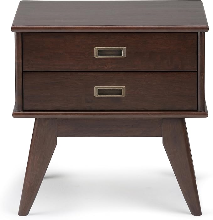 SIMPLIHOME Draper SOLID HARDWOOD 22 inch Wide Rectangle Mid Century Modern End Side Table in Medium Auburn Brown for the Living Room and Bedroom