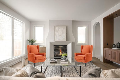 Accent Chair Set of 2, Modern Living Room Chairs with Wingback, Comfy Upholstered High Back Single Sofa for Bedroom, Mid-Century Reading Armchair Sillas para Sala