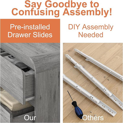 3 Drawer Dressers for Bedroom, 32" Wide Wood Storage Dresser & Chest of Drawers Organizer, Large Modern Dressers with 3 Drawer Storage Organizer for Bedroom Living Room Hallway Closet, Grey
