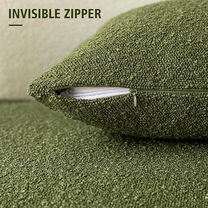 Foindtower Set of 2, Decorative Textured Boucle Throw Pillow Covers Accent Solid Pillow Cases Neutral Soft Cozy Couch Cushion Case for Chair Sofa Bedroom Living Room Home Decor 26 x 26 Inch Green