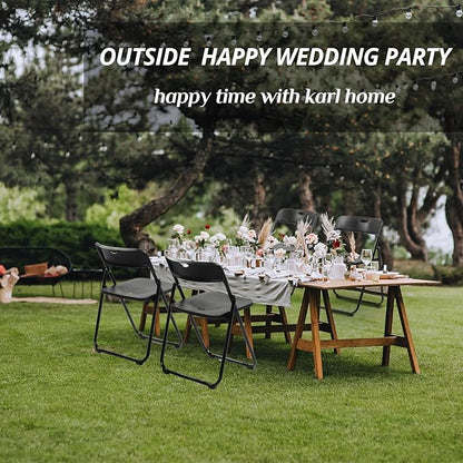 Karl home 6 Pcs Folding Chair, 300LBS Lightweight Foldable Plastic Chair, Reinforced Metal Frame Easy to Fold & Store for Indoor & Outdoor, Wedding, Party, Meeting Room, Patio and Garden, Black
