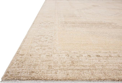 Loloi Chris Loves Julia Palma Collection PLM-07 Wheat/Taupe 5'-3" x 7'-6" Fringe Area Rug Vintage Style Boho Living Room Bedroom Carpet