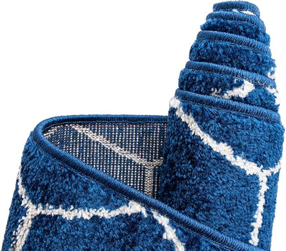 Unique Loom Trellis Frieze Collection Area Rug - Geometric (6' 1" x 9', Navy Blue/ Ivory)