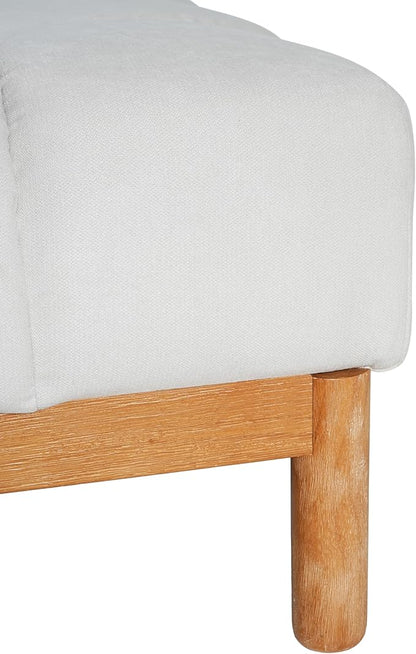 Christopher Knight Home Annette Square Ottoman Footstool with Grid Tufting, Living Room Sofa Ottoman with Wood Frame, Fabric Upholstery Coffee Table, Comfy Seating with Dense Foam Padding, White
