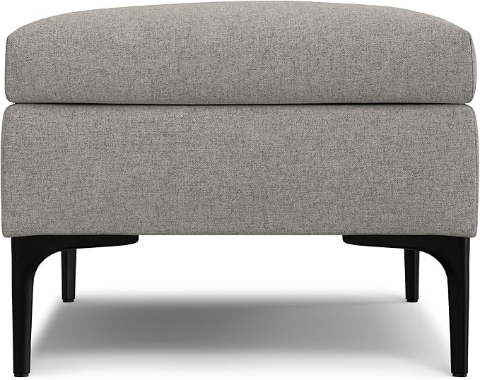 SIMPLIHOME Rebecca 36 inch Wide Mid Century Rectangular Coffee Table Storage Ottoman with Lift Up Lid in Cloud Grey Polyester linen Look, Assembled, For the Living Room, Entryway and Family Room