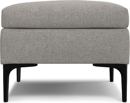 SIMPLIHOME Rebecca 36 inch Wide Mid Century Rectangular Coffee Table Storage Ottoman with Lift Up Lid in Cloud Grey Polyester linen Look, Assembled, For the Living Room, Entryway and Family Room