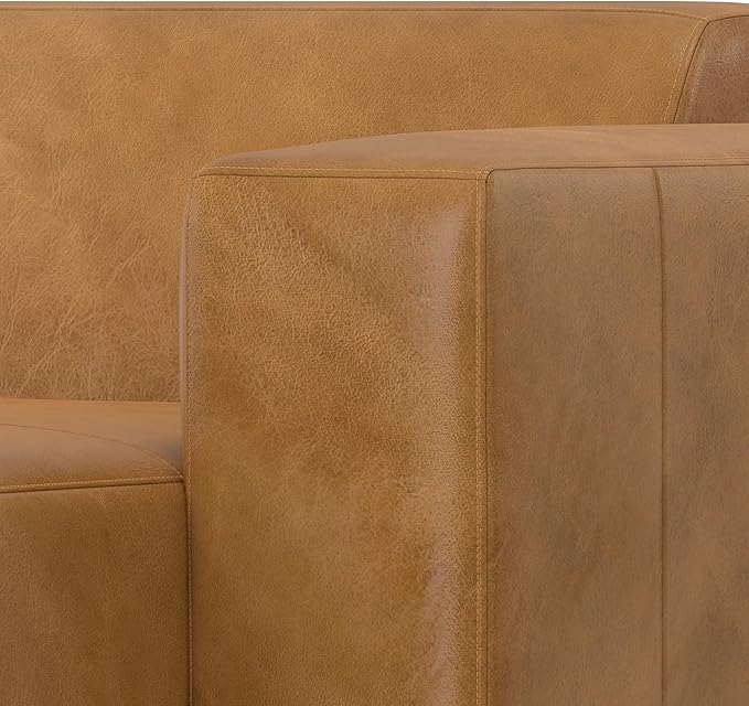 SIMPLIHOME Rex Right-Facing Modular Sectional Sofa in Full-Grain Genuine Leather, Sienna, 122-inches Wide, Handcrafted Modern-Style 4-Seater L-Shaped Leather Couch with Right Chaise for Living Room